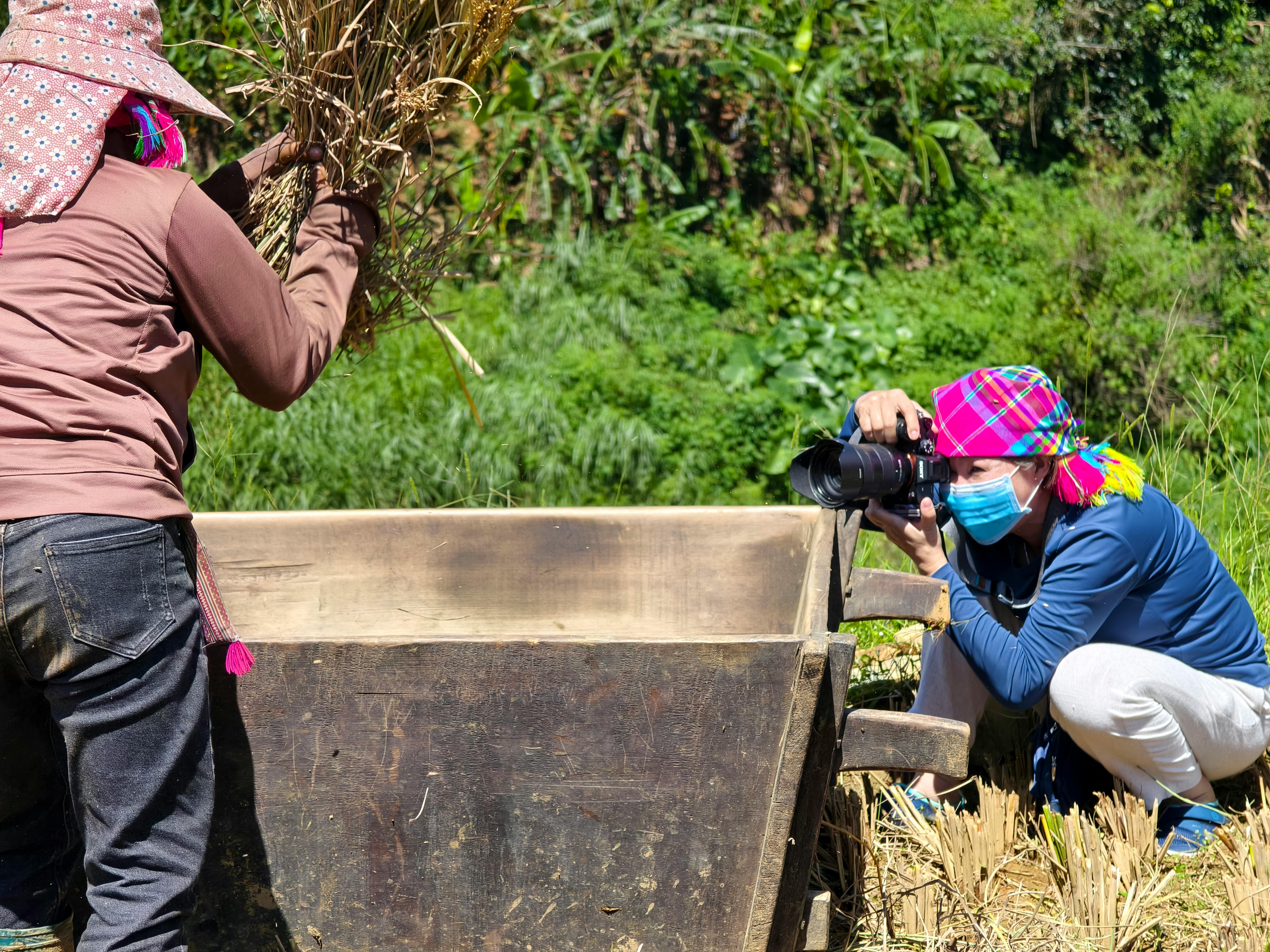 Field researchers working in nature